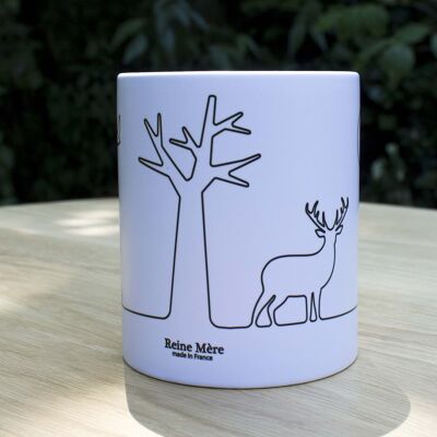 Mug Forest Blanc (hecho en francia) en loza hecha y decorada en francia