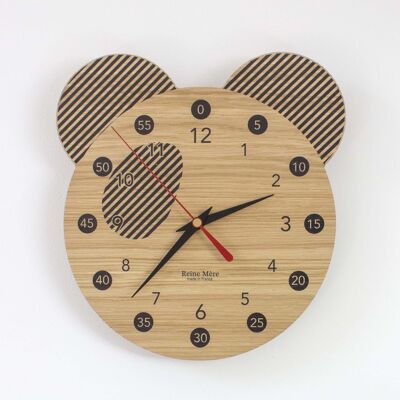 Orologio educativo - Panda - (made in France) in legno di quercia