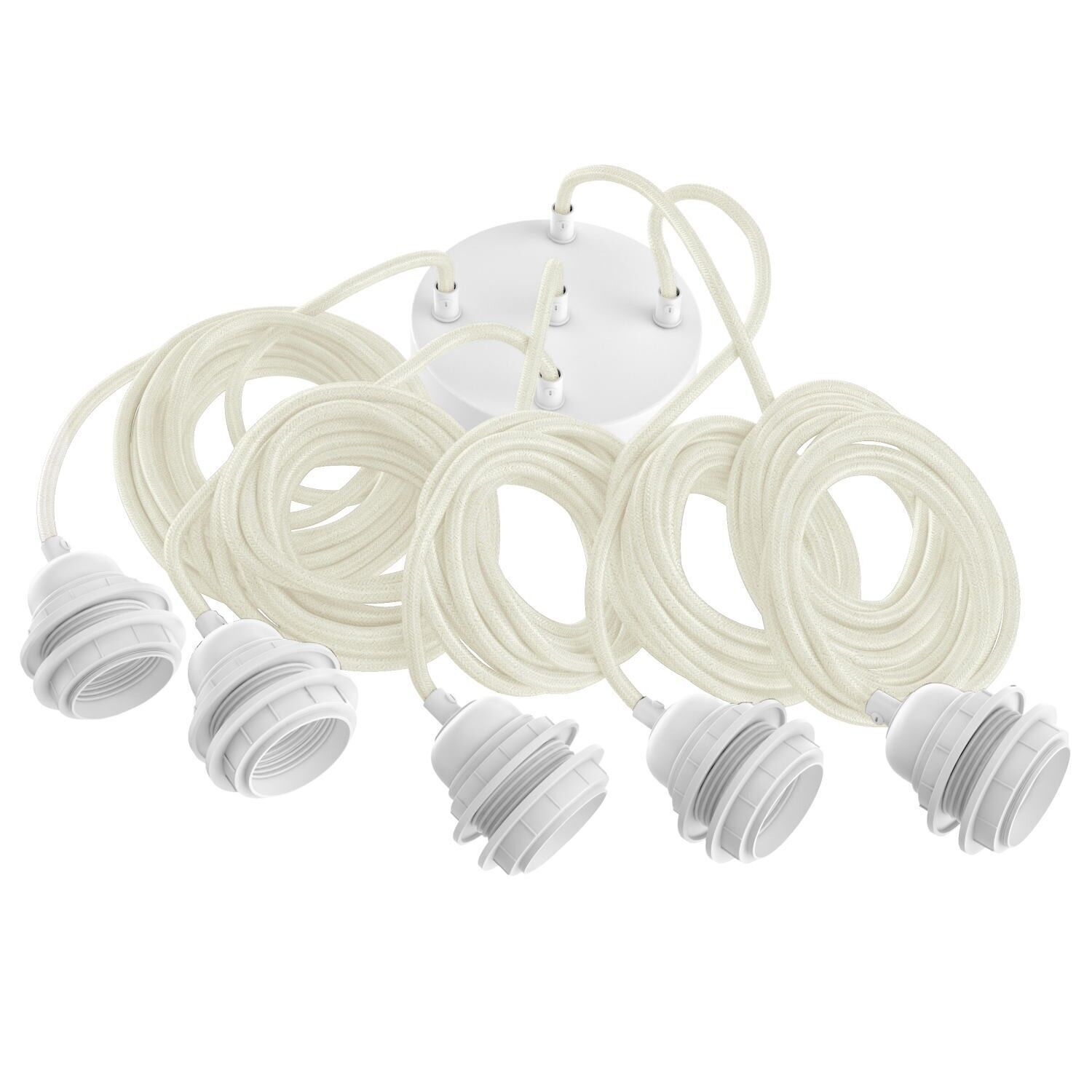 Hang-5 Suspension Plafonnier en Lin Français - 5 Fils 2,50m - Coloris Lin Blanc