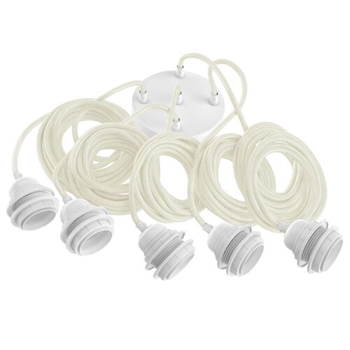 Hang-5 Suspension Plafonnier en Lin Français - 5 Fils 2,50m - Coloris Lin Blanc