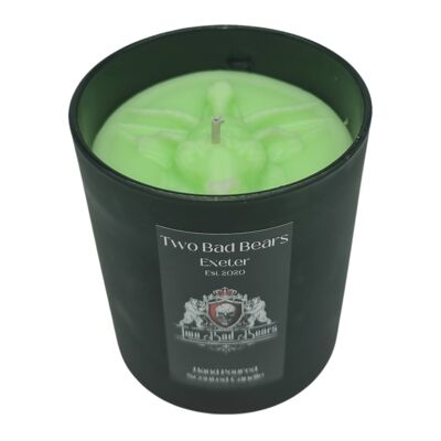 Baphomet Black Glass Neon Green Cinnamon & Apple Candle Halloween Fragrances