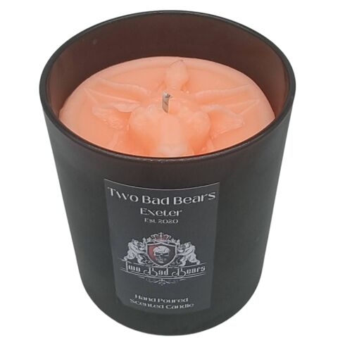 Baphomet Black Glass Neon Orange Fireside fragranced Candle Halloween Fragrance