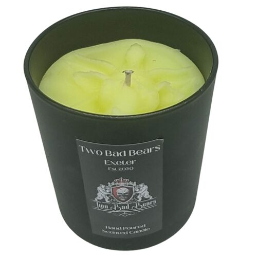 Baphomet Black Glass Neon Yellow,  Witches Brew Candle Halloween Fragrance
