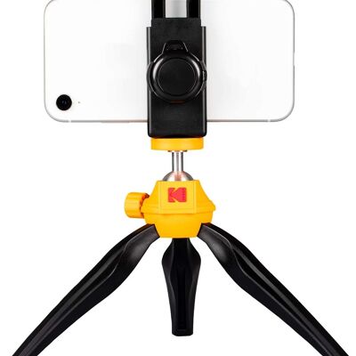KODAK Smartphone Tripod - Vlogging Trépied/poignée pour smartphones et caméras avec système de fixation à vis ¼ (Parfait pour les Vlogs/Vlogging, Déclencheur à distance Bluetooth amovible)