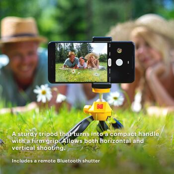KODAK Smartphone Tripod - Vlogging Trépied/poignée pour smartphones et caméras avec système de fixation à vis ¼ (Parfait pour les Vlogs/Vlogging, Déclencheur à distance Bluetooth amovible) 4