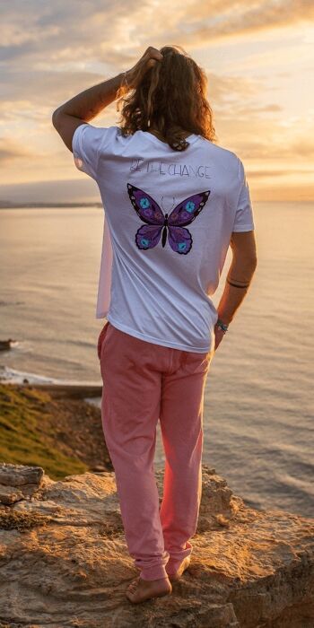 Camiseta sostenible Hossegor mariposa blanca 1