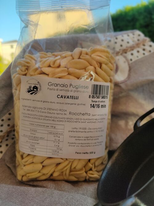 Cavatelli (Artisan pasta with home-grown wheat without glyphosate in Rocchetta SA PUGLIA) - Standard non-biodegradable packaging