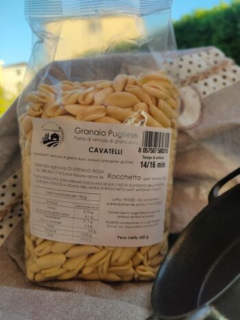 Cavatelli (Pâtes artisanales avec du blé cultivé sur place sans glyphosate à Rocchetta SA PUGLIA) - Emballage standard non biodégradable 1