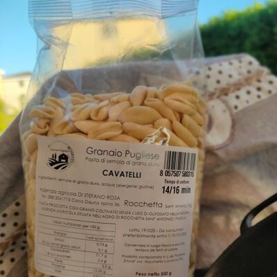 Cavatelli (Pâtes artisanales avec du blé cultivé sur place sans glyphosate à Rocchetta SA PUGLIA) - Emballage standard non biodégradable