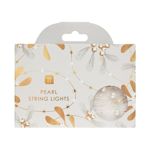 White Bead String Lights for Christmas - 3m