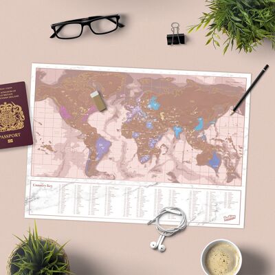 Scratch map - rose gold travel edition