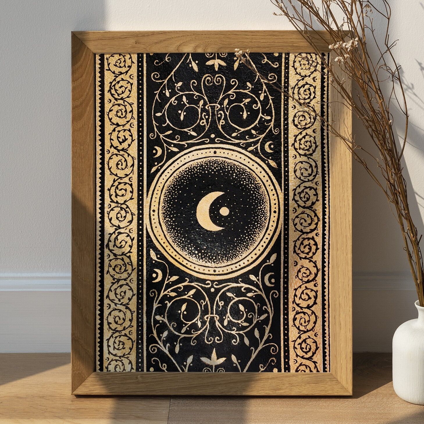 Himmlisches Poster im Jugendstil – Monddruck Witchy himmlische Wandkunst