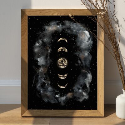 Cartel de las fases de la luna - Impresión de las fases de la luna Witchy Celestial Spiritual Decor