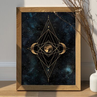 Cartel espiritual del hechizo lunar - Cartel celestial de Witchy con estampado de luna Espiritual