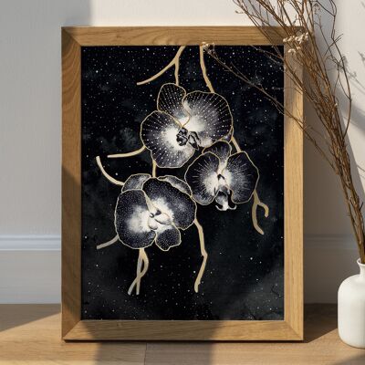 Affiche de Fleurs Orchidées Célestes - Celestial Orchids Flowers Print Witchy Celestial