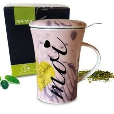 Tea-mug Toi et Moi rose - tisanière - mug thé