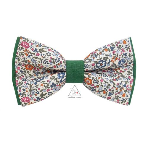 Noeud papillon Liberty Katie & Millie Bistre et tissu vert forêt