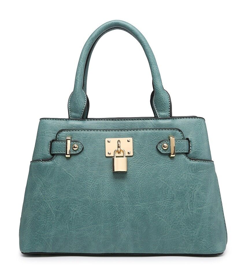 Borsa tote da donna Borsa a tracolla elegante con lucchetto Borsa in pelle PU di alta qualità con tracolla regolabile - A36840 blu