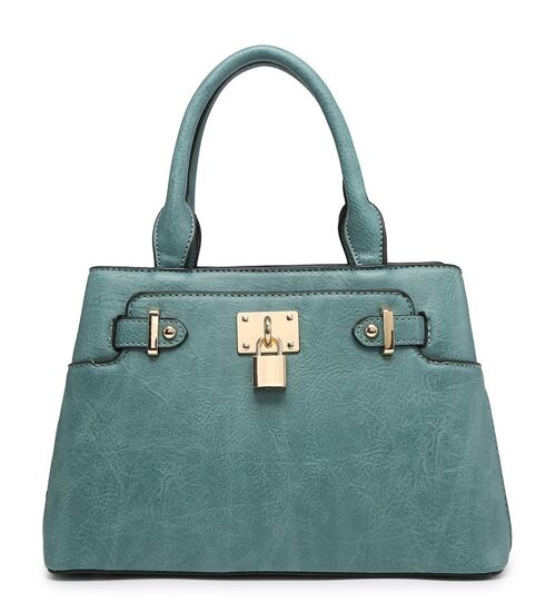 Ladies  Tote Bag Stylish Padlock  Shoulder Bag  High Quality PU Leather Handbag  with Adjustable Shoulder Strap - A36840 blue