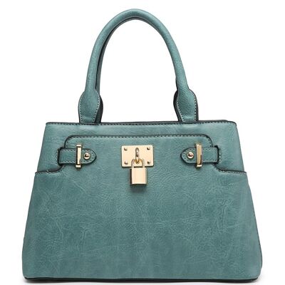 Ladies  Tote Bag Stylish Padlock  Shoulder Bag  High Quality PU Leather Handbag  with Adjustable Shoulder Strap - A36840 blue