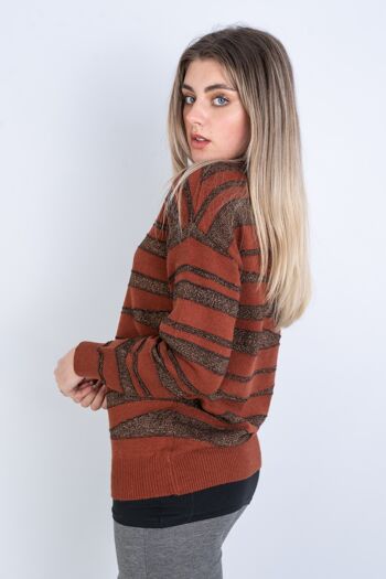 Pull bord pailleté marron 2