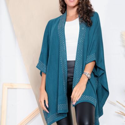 Teal knitted cardigan with crystal embellishment