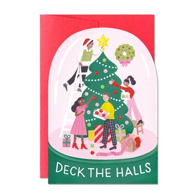 Cubierta The Halls Snowglobe | Tarjeta de Navidad