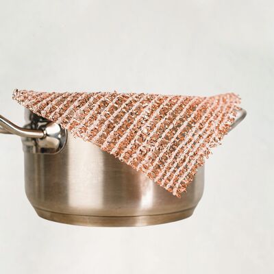Copper cloth (set of 2), ecological dishwashing sponge, washable scourer