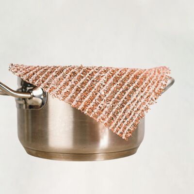 Copper cloth (set of 2), ecological dishwashing sponge, washable scourer