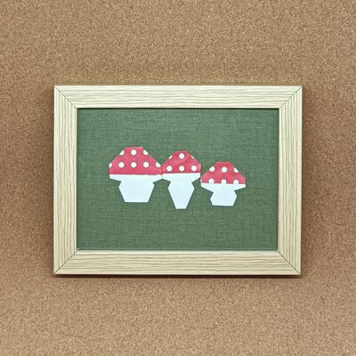 Cadre origami - Trio de champignons