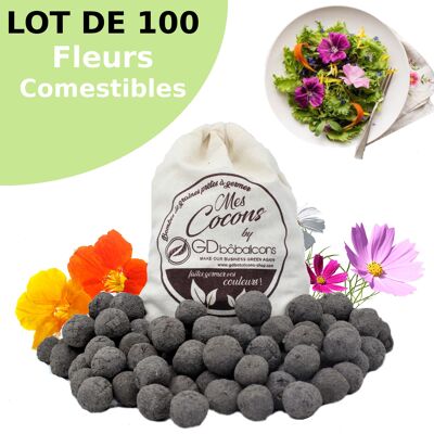 Bag of 100 seed bombs with mix of seeds "Edible Flowers" BIO