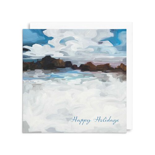Christmas Card | Winter landscape painting | Winterlake art card