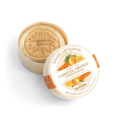 NEW ✨ Savon CAROTTE & ORANGE exfoliant dans sa boite en bois 100g