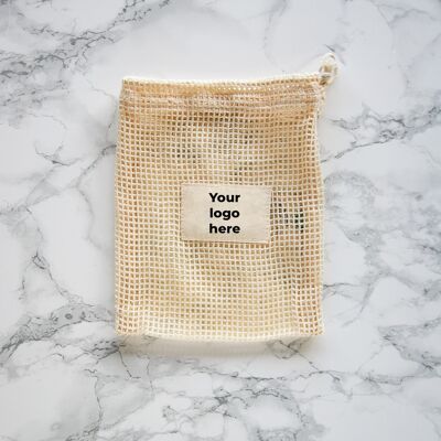 Kleine Netztasche aus Baumwolle mit Ihrem Logo 14x18cm