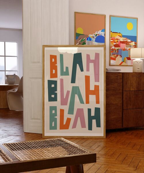 Blah Blah Blah Funny Typography Art Print