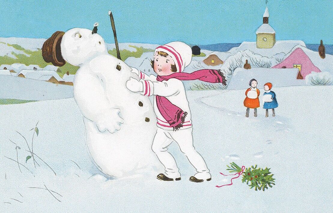 Instabile Schneemann-Postkarte