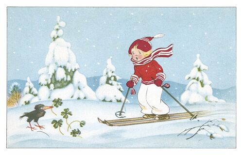Carte postale skieuse