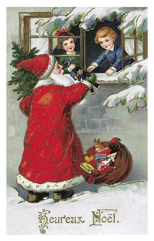 Carte postale Père Noël et enfants