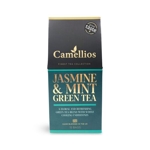 Jasmine and Mint Green Tea, 15 Pyramid Tea Bags, Eco Friendly