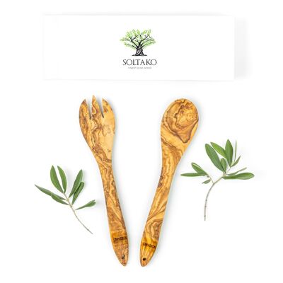 Olive wood salad servers 2-set "Arugula