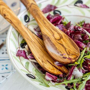 Couverts à salade en bois d'olivier 2 pièces "Roquette 3