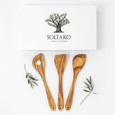 Olive wood cooking spoons 3-set "The Sardinian Chef