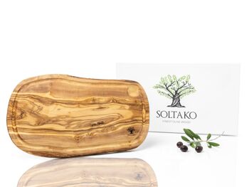 Planche à découper / planche de service en bois d'olivier avec rainure à jus "Côte d'Azur" 43-45cm 2
