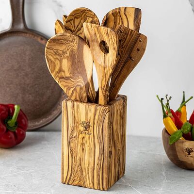 Olive wood utensil set 7 pieces "The Ramsay Set