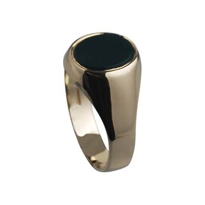 9ct Gold 12x10mm gents Onyx set Signet Ring Size U #1337