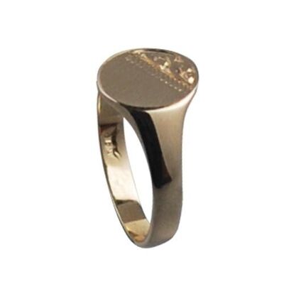 9ct Gold 6x6mm hand engraved cushion ladies or babies Ring Size D