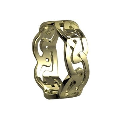 18ct Gold 8mm celtic Wedding Ring Size R #1498YR