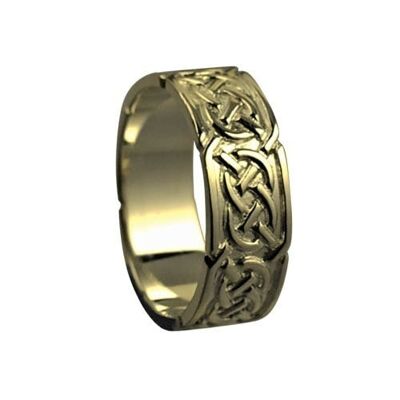 9ct Gold 8mm celtic Wedding Ring Size S #1499NR