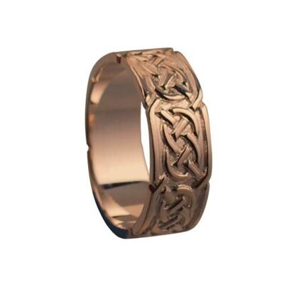 9ct Rose Gold 8mm celtic Wedding Ring Size V