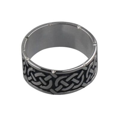 Silver oxidized 8mm celtic Wedding Ring Size L #1499S9